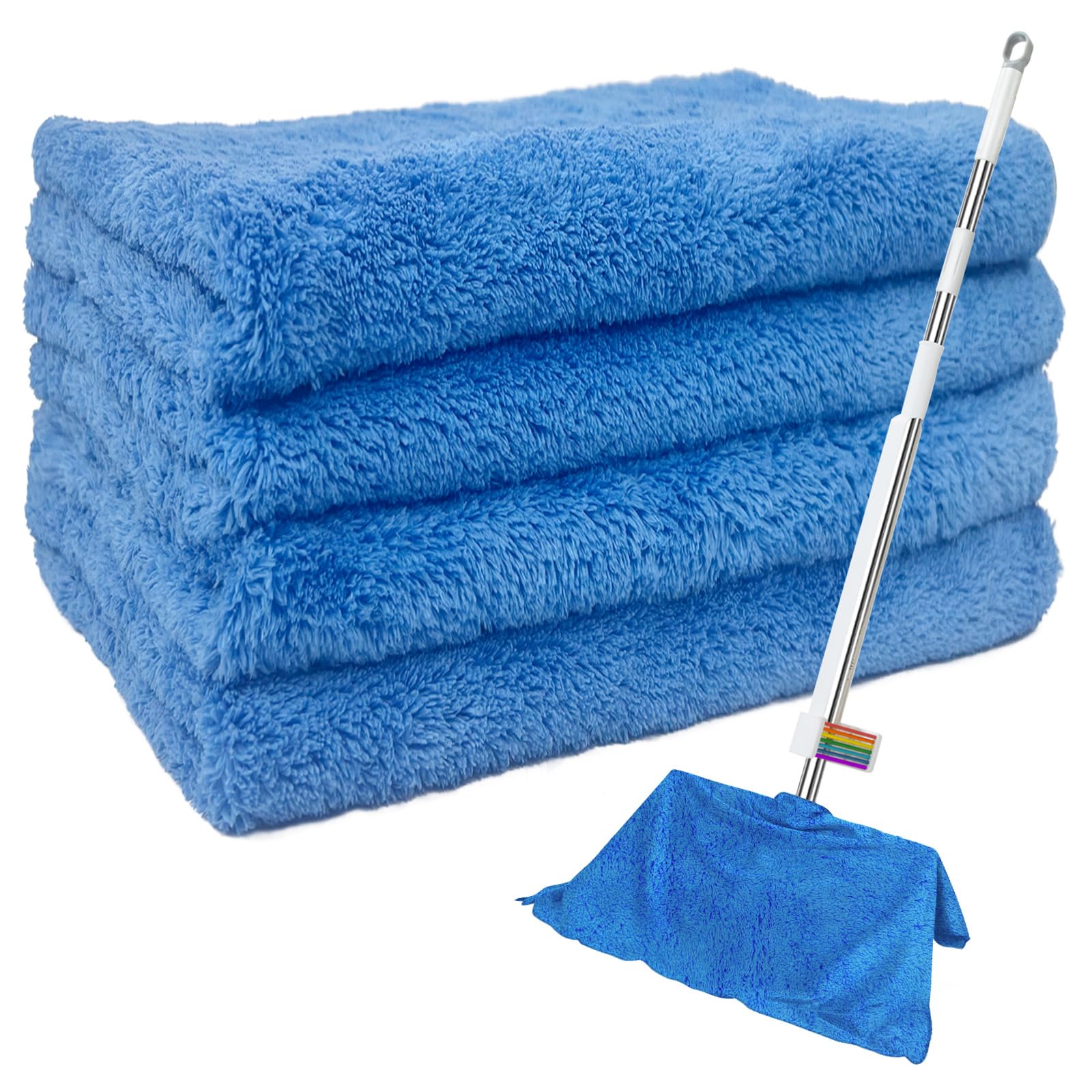CODOHI 4 Pcs Extra Large Microfiber Cleaning Cloth 30"x20" Washable Reusable Floor Cloth for Squeegee Mop House Floor Kitchen Car Window Highly Absorbent Lint and Streak Free