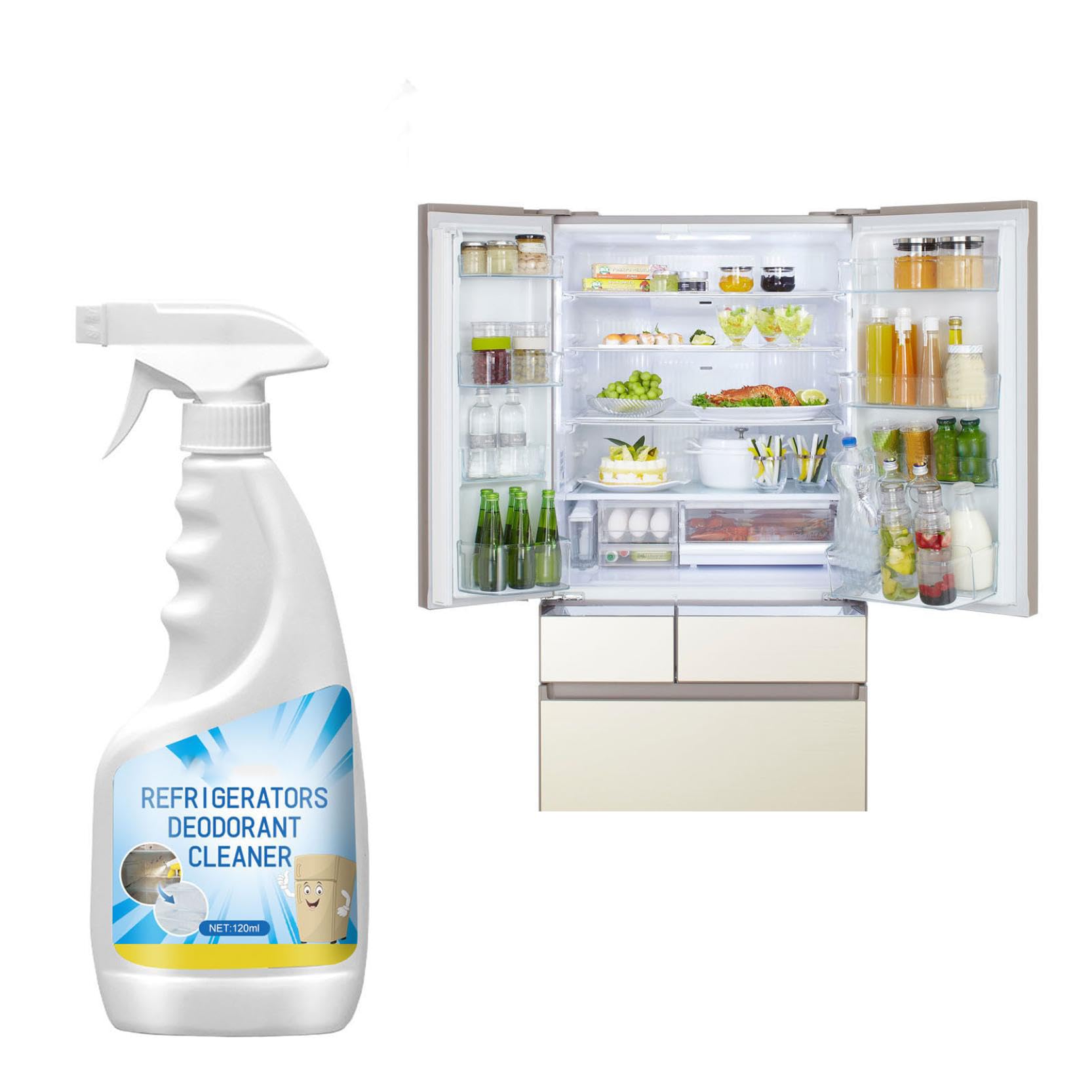 Kakasi Refrigerator Cleaning Freshener Spray 4 oz Fridge and Freezer CLeaning Spray Suitable for Cleaning Inside Refrigerator